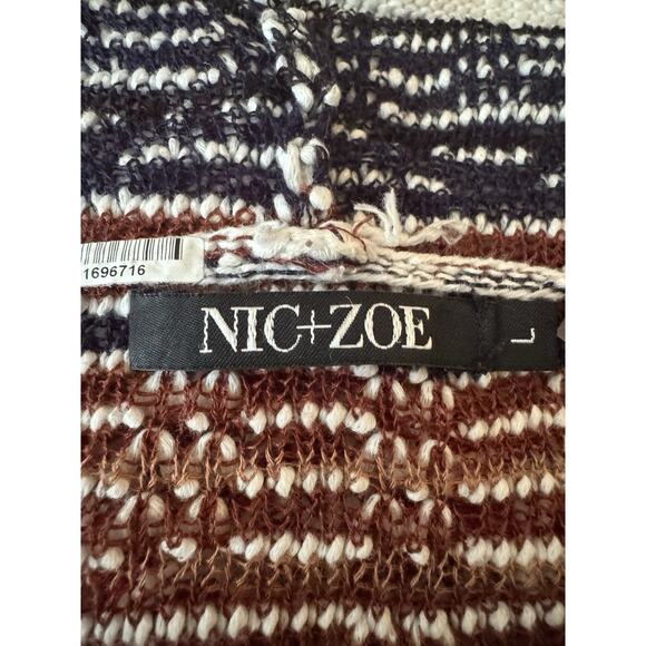 NIC+ZOE Fireside Cotton Blend Cardy Ombre Open Knit Cardigan Women’s Size L - Picture 6 of 7